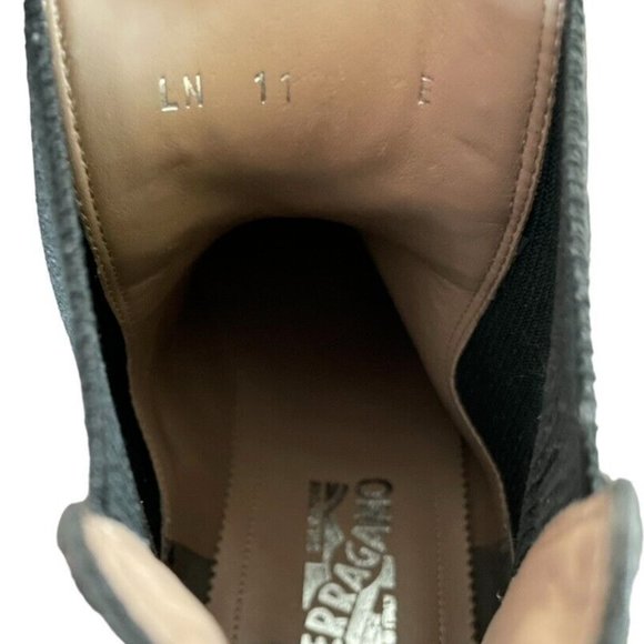 Salvatore Ferragamo Men's Black Gancini Icon Pull-on Chelsea Boots Size 11 E NEW - Picture 9 of 13